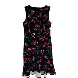 Roz & Ali black red white floral rose stretchy office ruffle wedding dress 6